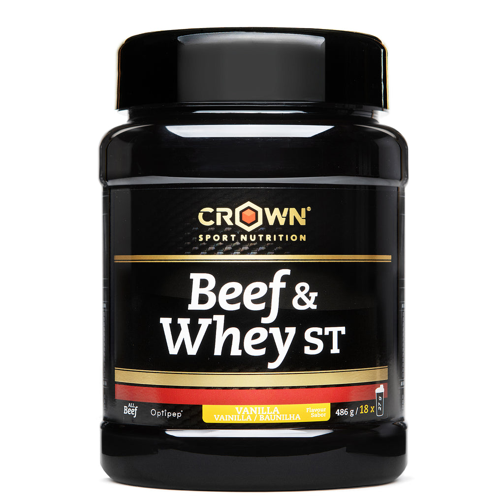 Beef & Whey ST (Vanilla flavor) - 486 g Tin (18 servings) – main product image